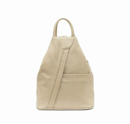 Italian Designer Soft Leather Triangular Backpack Ilaria Beige Main image