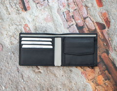 Alpha Leather Men's Black RFID Safe Bifold Wallet - 366