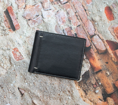 Alpha Leather Men's Black RFID Safe Bifold Wallet - 366