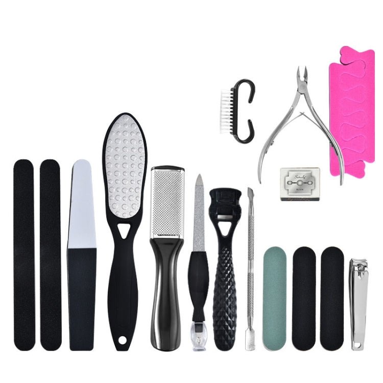DT17 - 1 17 In 1 Pedicure Kit Foot File And Grinder Exfoliating Manicure And Pedicure Tools(Black) - British D'sire