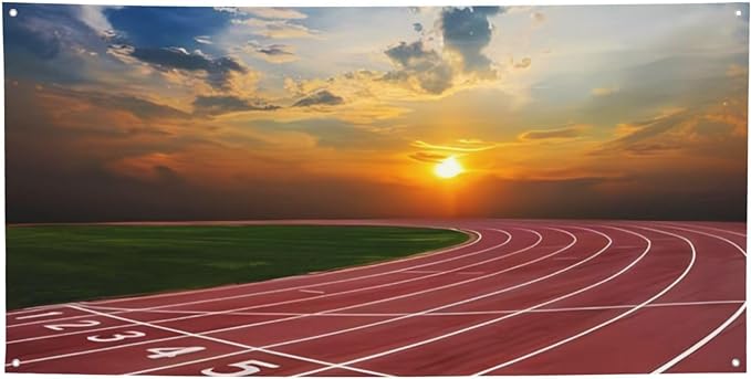 Dusk Running Track Banner Party Decor Backdrop Banner Themed Party Photography Background Decorations Banner Birthday Party Supplies Favors Wall Decor Banner 47 x 24 Inch - British D'sire
