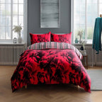 Duvet Cover And Pillowcase Set Reversible Rose And Stripe Design Polycotton Bed Linen - Double - Lime - British D'sire