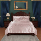 Duvet Cover Embroidery Set Luxury Bedding with Matching Pillowcases - King - Pink - British D'sire