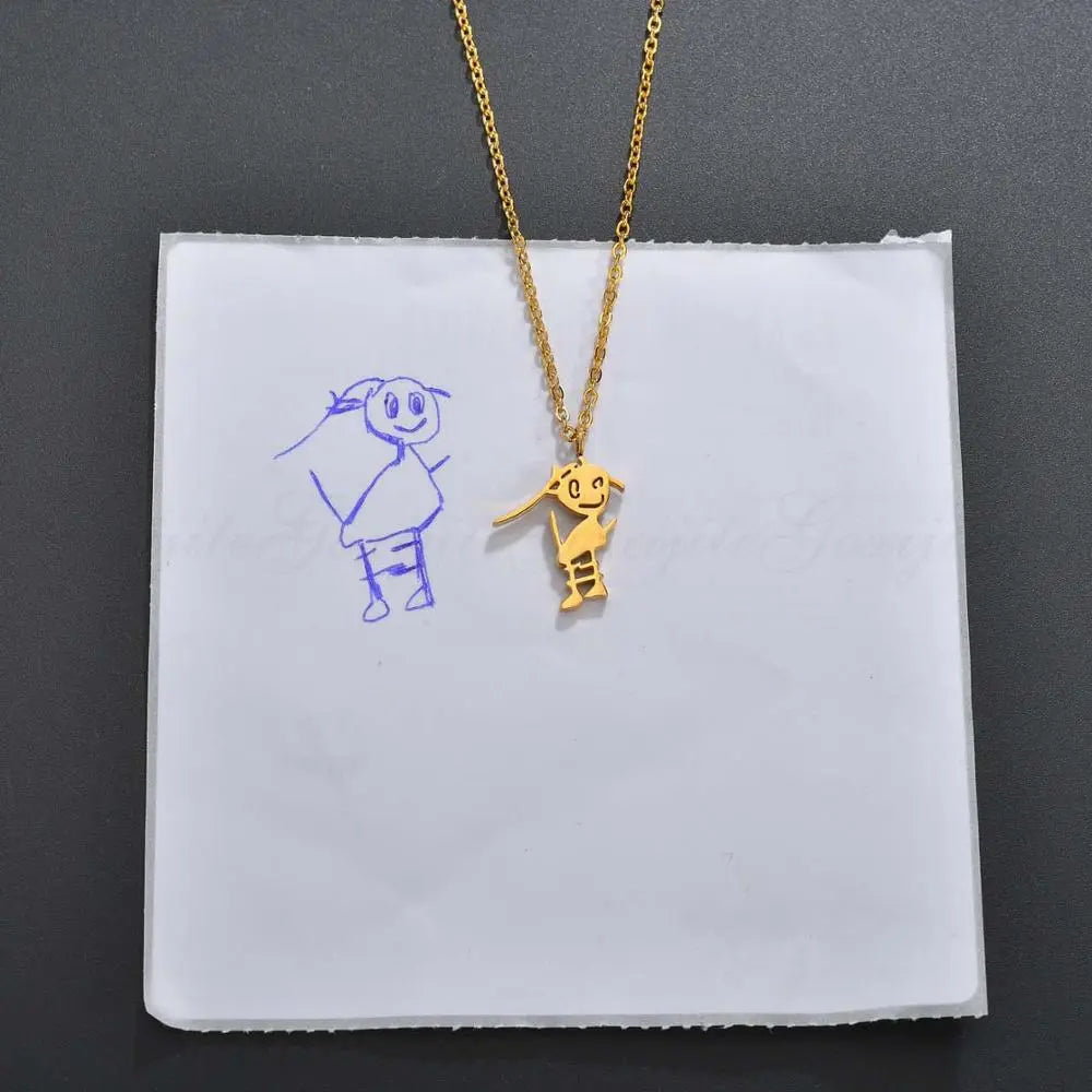 CREATE YOUR OWN DESIGN & DRAWINGS - Doodle Drawing Necklace Maiden-Art