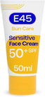 E45 SPF50+ Sensitive Sun Cream for Face with Hyaluronic Acid - UVA and UVB Protection - Fragrance-Free and Dermatologically Tested Sunscreen - Suitable For Dry, Sensitive and Eczema Prone Skin (50ml) - British D'sire