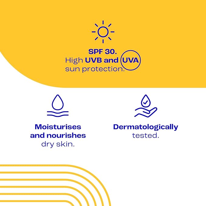 E45 Sun SPF30 Sensitive Sun Cream with Vitamin E - UVA and UVB Protection- Fragrance-Free and Dermatologically Tested Sun Lotion For Body - Suitable For Dry, Sensitive and Eczema Prone Skin (180ml) - British D'sire