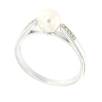 Pearlz Ocean White Freshwater Pearl and White Topaz Ring