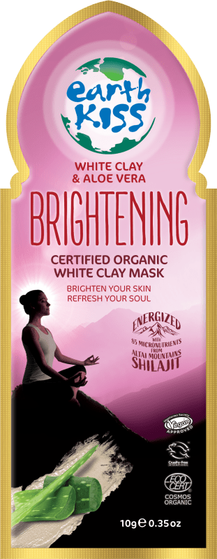 Earth Kiss Inspirations Brightening Organic White Clay Mask with Shilajit, White Clay and Aloe Vera to Brighten Your Skin, 10g - Face Masks - British D'sire