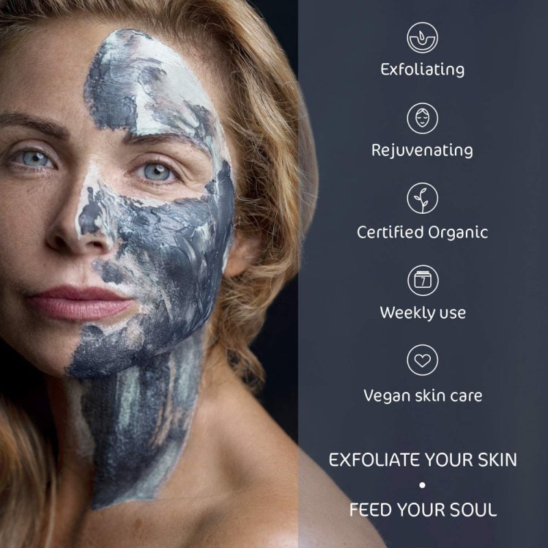 Earth Kiss Inspirations Exfoliating Organic Clay Mask (10g) with Shilajit, Bamboo Charcoal and Walnut to Exfoliate Your Skin - Face Masks - British D'sire
