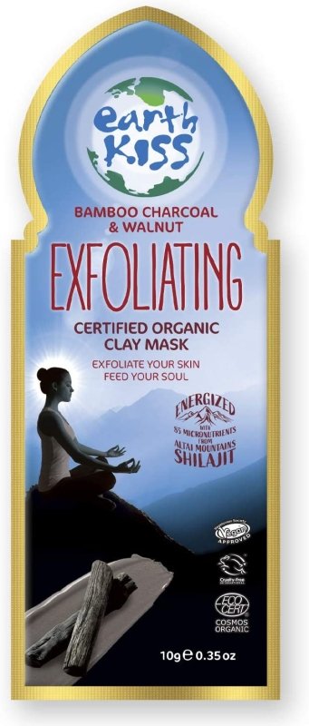 Earth Kiss Inspirations Exfoliating Organic Clay Mask (10g) with Shilajit, Bamboo Charcoal and Walnut to Exfoliate Your Skin - Face Masks - British D'sire Main image