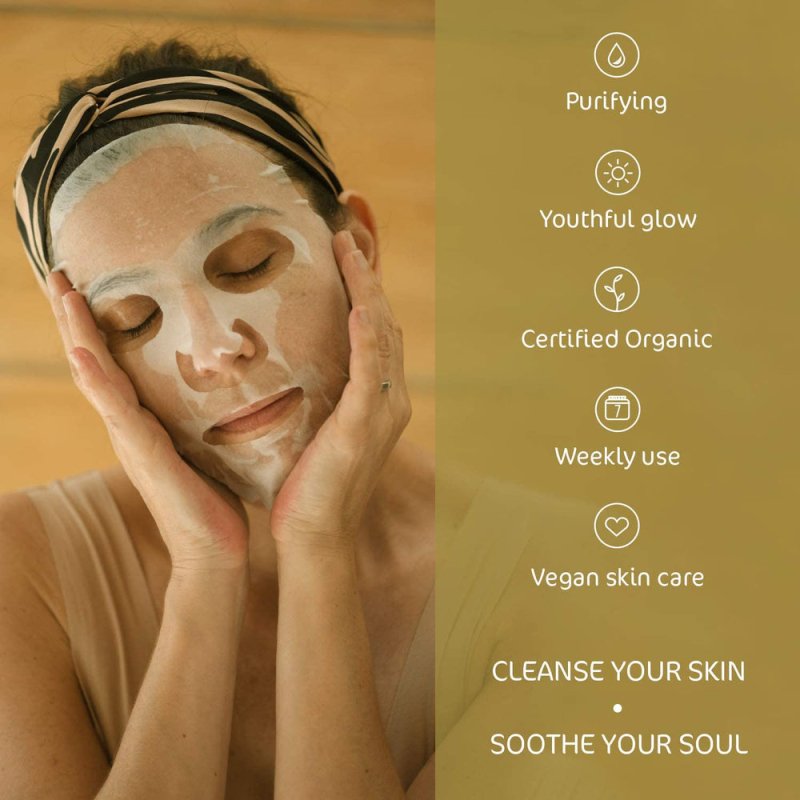 Earth Kiss Inspirations Purifying Organic Bamboo Sheet Mask with Shilajit and Million Year Clay to Cleanse Your Skin - Sheet Mask - British D'sire