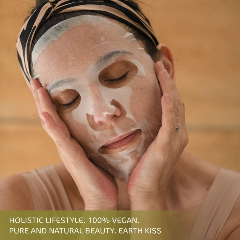 Earth Kiss Inspirations Purifying Organic Bamboo Sheet Mask with Shilajit and Million Year Clay to Cleanse Your Skin - Sheet Mask - British D'sire