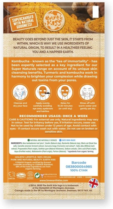 Earth Kiss Super Naturals Detoxifying Kombucha and Turmeric Clay Mask (10g) to Detoxify and Brighten Complexion Secondary image