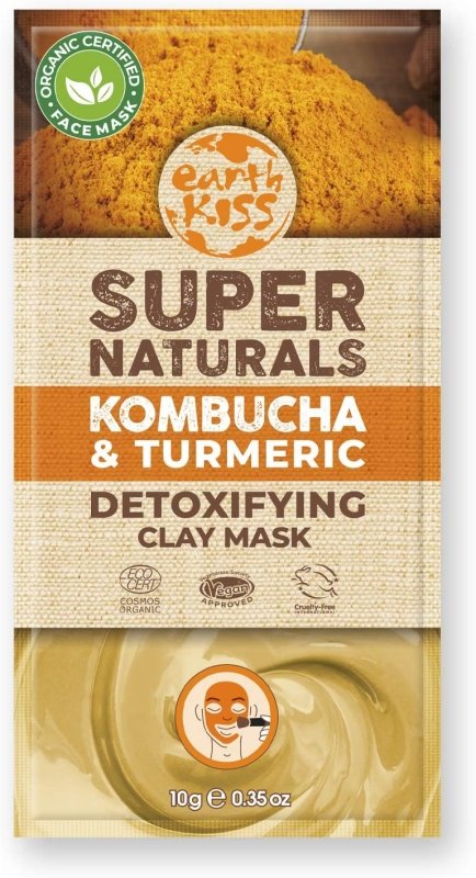 Earth Kiss Super Naturals Detoxifying Kombucha and Turmeric Clay Mask (10g) to Detoxify and Brighten Complexion - Face Masks - British D'sire