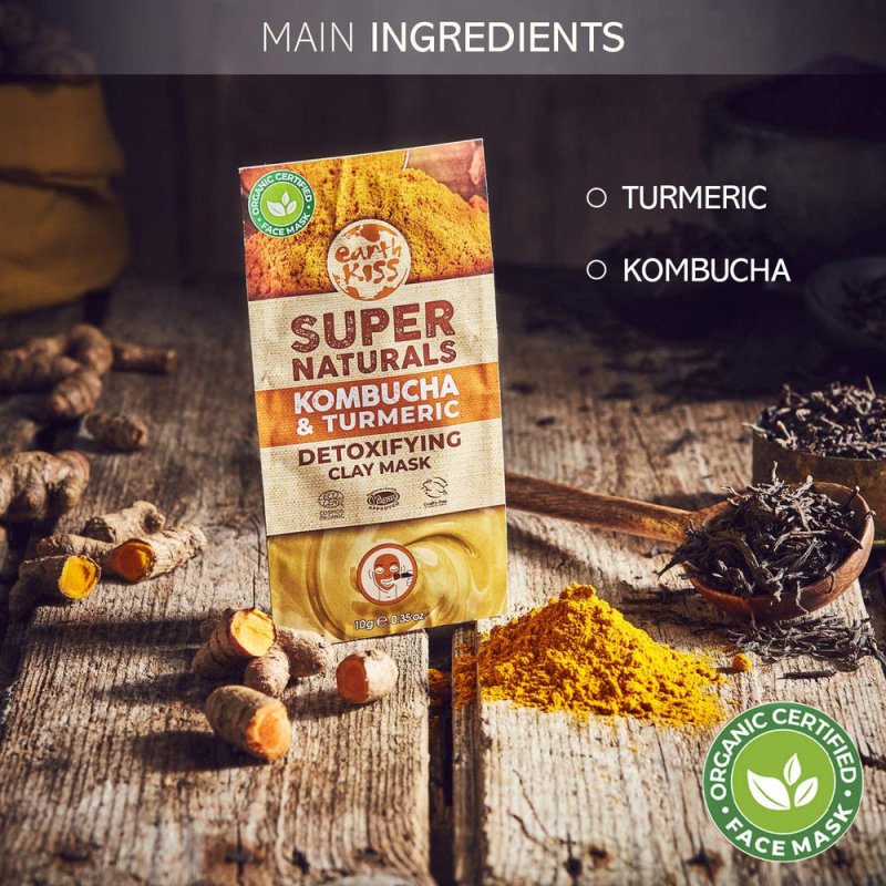 Earth Kiss Super Naturals Detoxifying Kombucha and Turmeric Clay Mask (10g) to Detoxify and Brighten Complexion - Face Masks - British D'sire