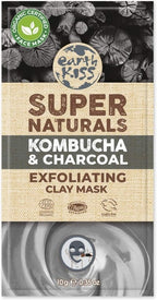 Earth Kiss Super Naturals Exfoliating Kombucha and Charcoal Clay Mask (10g) to Cleanse and Exfoliate while Minimising the Appearance of Pores - Face Masks - British D'sire