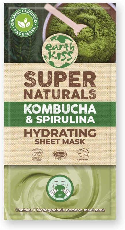 Earth Kiss Super Naturals Hydrating Kombucha and Spirulina Sheet Mask to Minimise the Appearance of Pores, Tone your Complexion and Hydrate Thirsty Skin - Sheet Mask - British D'sire Main image