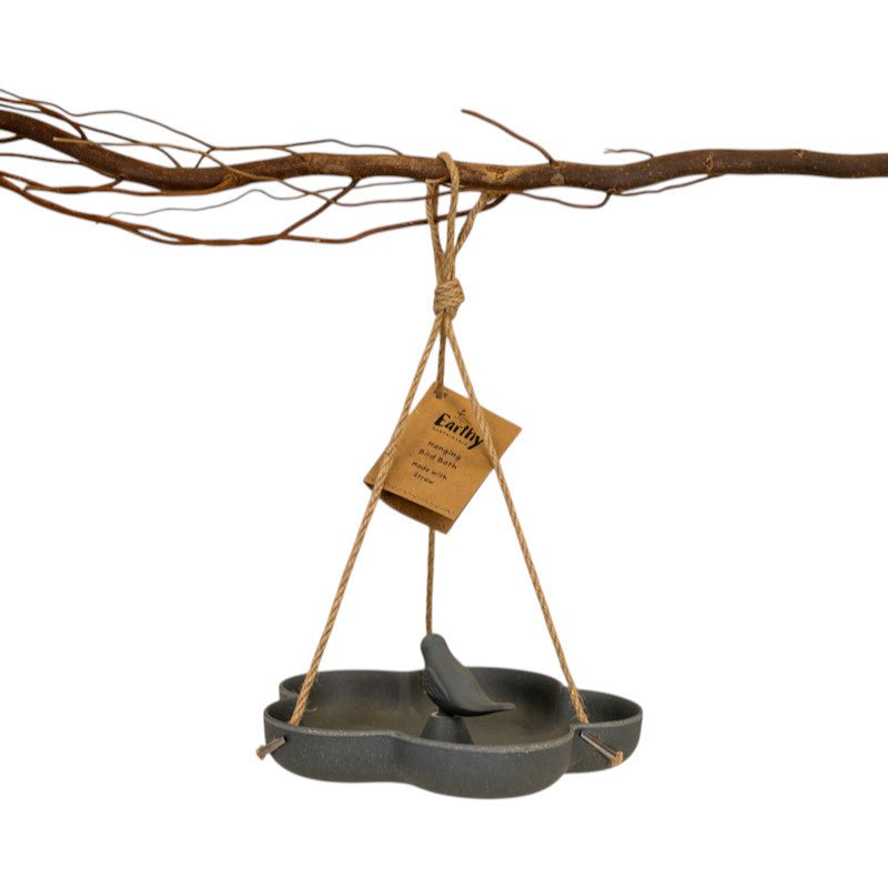 Earthy Anthracite Bamboo Hanging Bird Bath/Feeder - Bird Feeder - British D'sire Main image