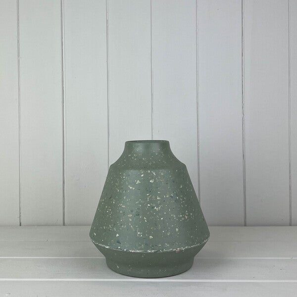 Earthy Sage Bamboo Terazzo Skandi Vase 18cm - Ceramic Vase - British D'sire