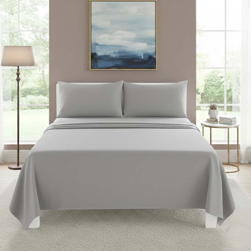 Easy Care Flat Bed Sheet Polycotton Durable Low Maintenance Bedding - King - Black - British D'sire