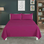 Easy Care Flat Bed Sheet Polycotton Durable Low Maintenance Bedding - Super King - Wine - British D'sire