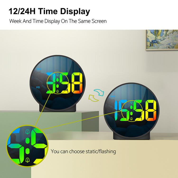 EDUP EH - 8816 Simple Digital Electronic Clock Night Light Battery Plug - in Dual Power Mode Alarm Clock(Black Case Colorful Letter) - British D'sire