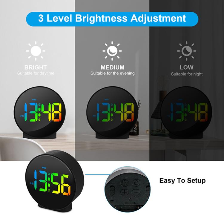 EDUP EH - 8816 Simple Digital Electronic Clock Night Light Battery Plug - in Dual Power Mode Alarm Clock(White Case Colorful Letter) - British D'sire