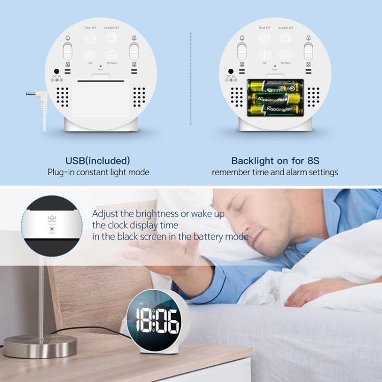 EDUP EH - 8816 Simple Digital Electronic Clock Night Light Battery Plug - in Dual Power Mode Alarm Clock(White Case Colorful Letter) - British D'sire