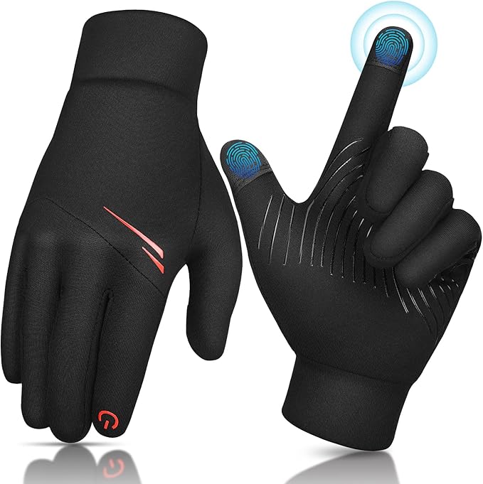 EEFOW Winter Thermal Outdoor Kids Gloves - Non - slip Touchscreen Running Gloves Sport Windproof Warm Black Riding Gloves for Boys Girls 4 - 12 years old - Gloves & Mittens - British D'sire Main image