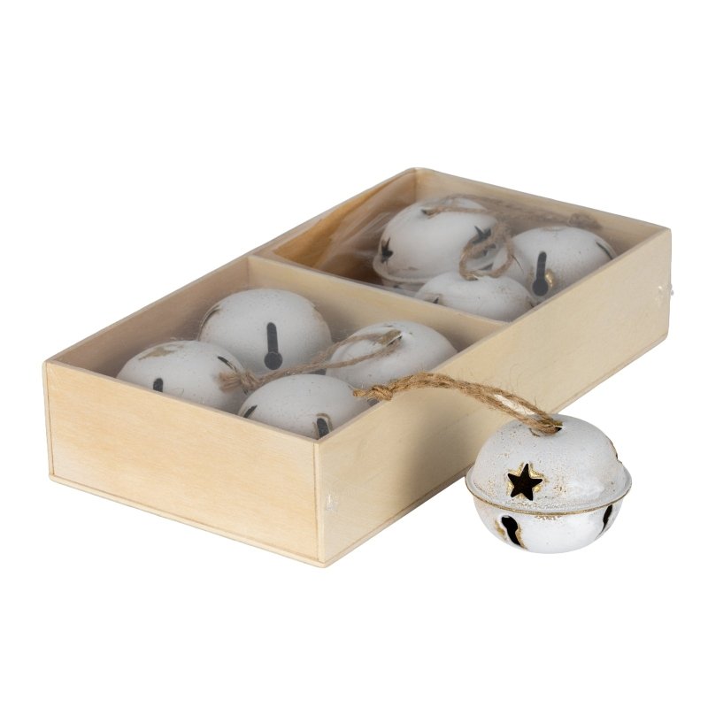 Eight Large Metal Nordic Bells in Wooden Box - Christmas Decor - British D'sire