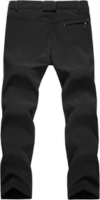 EKLENTSON Men's Waterproof Softshell Fleece Lined Outdoor Walking Trousers Warm Thicken Padded Hiking Ski Pants with Zip Pockets - Trousers - British D'sire