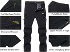 EKLENTSON Men's Waterproof Softshell Fleece Lined Outdoor Walking Trousers Warm Thicken Padded Hiking Ski Pants with Zip Pockets - Trousers - British D'sire