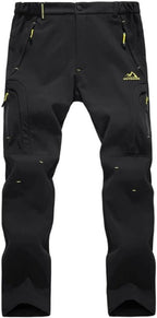 EKLENTSON Men's Waterproof Softshell Fleece Lined Outdoor Walking Trousers Warm Thicken Padded Hiking Ski Pants with Zip Pockets - Trousers - British D'sire