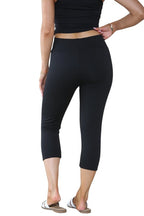 Elaina Fashion Women's Black High Waist Skinny Fit Stretch Cropped Capri Legging Elasticated Waist Casual Summer 3/4 Length Tights Yoga Gym Workout Activewear - Capri - British D'sire