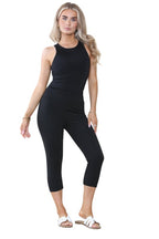 Elaina Fashion Women's Black High Waist Skinny Fit Stretch Cropped Capri Legging Elasticated Waist Casual Summer 3/4 Length Tights Yoga Gym Workout Activewear - Capri - British D'sire