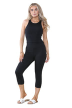 Elaina Fashion Women's Black High Waist Skinny Fit Stretch Cropped Capri Legging Elasticated Waist Casual Summer 3/4 Length Tights Yoga Gym Workout Activewear - Capri - British D'sire