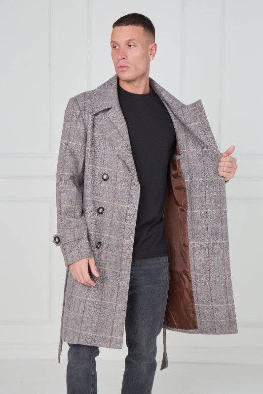 Elaina Premium Men's Double - Breasted Wool Blend Trench Coat - jacket - British D'sire