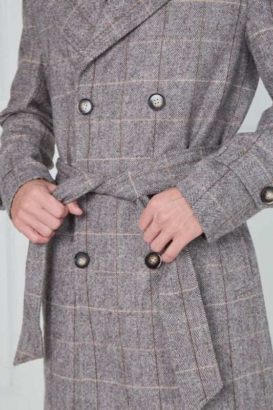 Elaina Premium Men's Double - Breasted Wool Blend Trench Coat - jacket - British D'sire