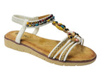 Elastic Ankle Strap Beaded Sandals - Sandals - British D'sire