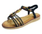 Elastic Ankle Strap Beaded Sandals - Sandals - British D'sire