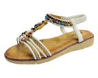 Elastic Ankle Strap Beaded Sandals - Sandals - British D'sire