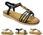 Elastic Ankle Strap Beaded Sandals - Sandals - British D'sire