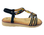 Elastic Ankle Strap Beaded Sandals - Sandals - British D'sire