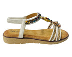 Elastic Ankle Strap Beaded Sandals - Sandals - British D'sire