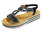 Elastic Ankle Strap Diamante Wedge Sandals - Sandals - British D'sire