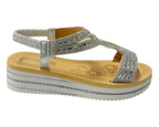 Elastic Ankle Strap Diamante Wedge Sandals - Sandals - British D'sire