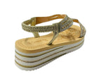 Elastic Ankle Strap Diamante Wedge Sandals - Sandals - British D'sire