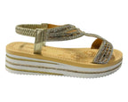 Elastic Ankle Strap Diamante Wedge Sandals - Sandals - British D'sire