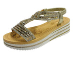 Elastic Ankle Strap Diamante Wedge Sandals - Sandals - British D'sire