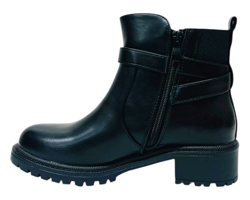 Elastic Panel Faux Leather Zip Ankle Boots - Boots - British D'sire